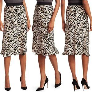 ATM Anthony Thomas Melillo Silk Cheetah Print Midi Skirt